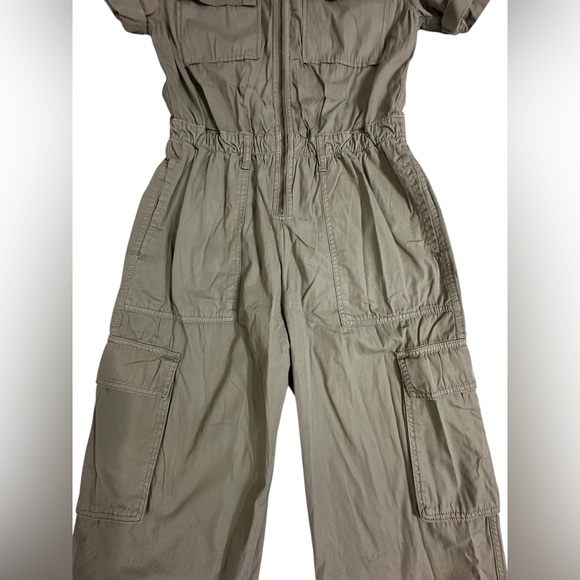 350 Gap Utility Jumpsuit Cargo short sleeve cinched waist army green womens sz 4 - Picture 4 of 11